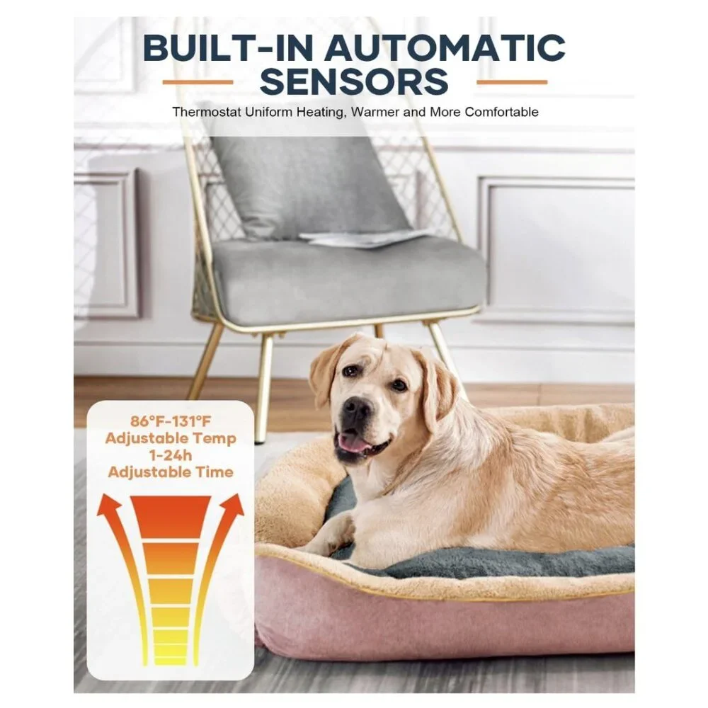 L Pet Heating Pad Waterproof Timer Smart Thermostat Switch Chew Resistant Cord